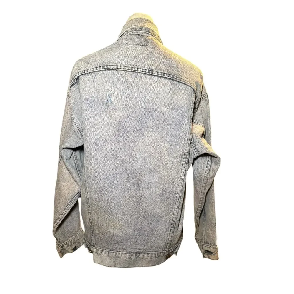 Levi Strauss Vintage Acid Wash Denim Jacket, Light Wash Grunge Retro, Unisex